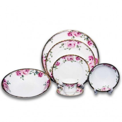 Royal Elbert Shape With Gold Plated Bone China Dinner Set 32 pcs.  
